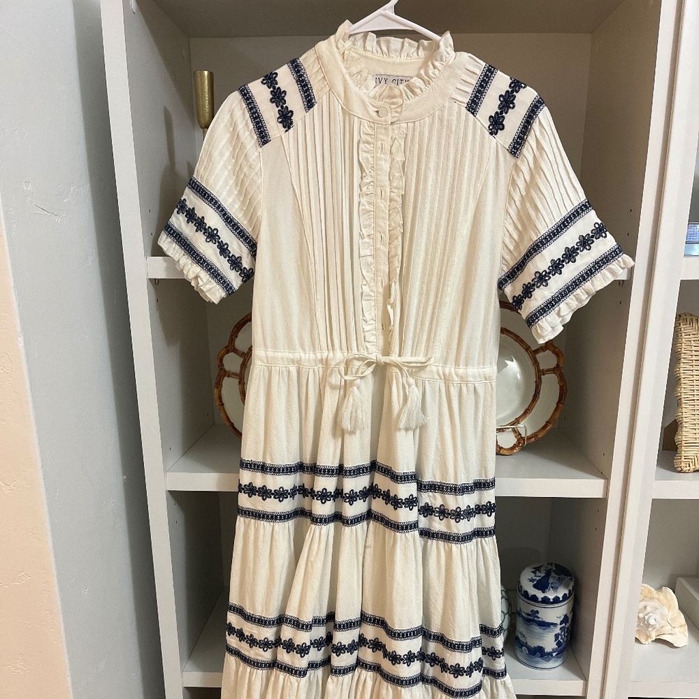 Ivy City Co blue and white Santorini dress